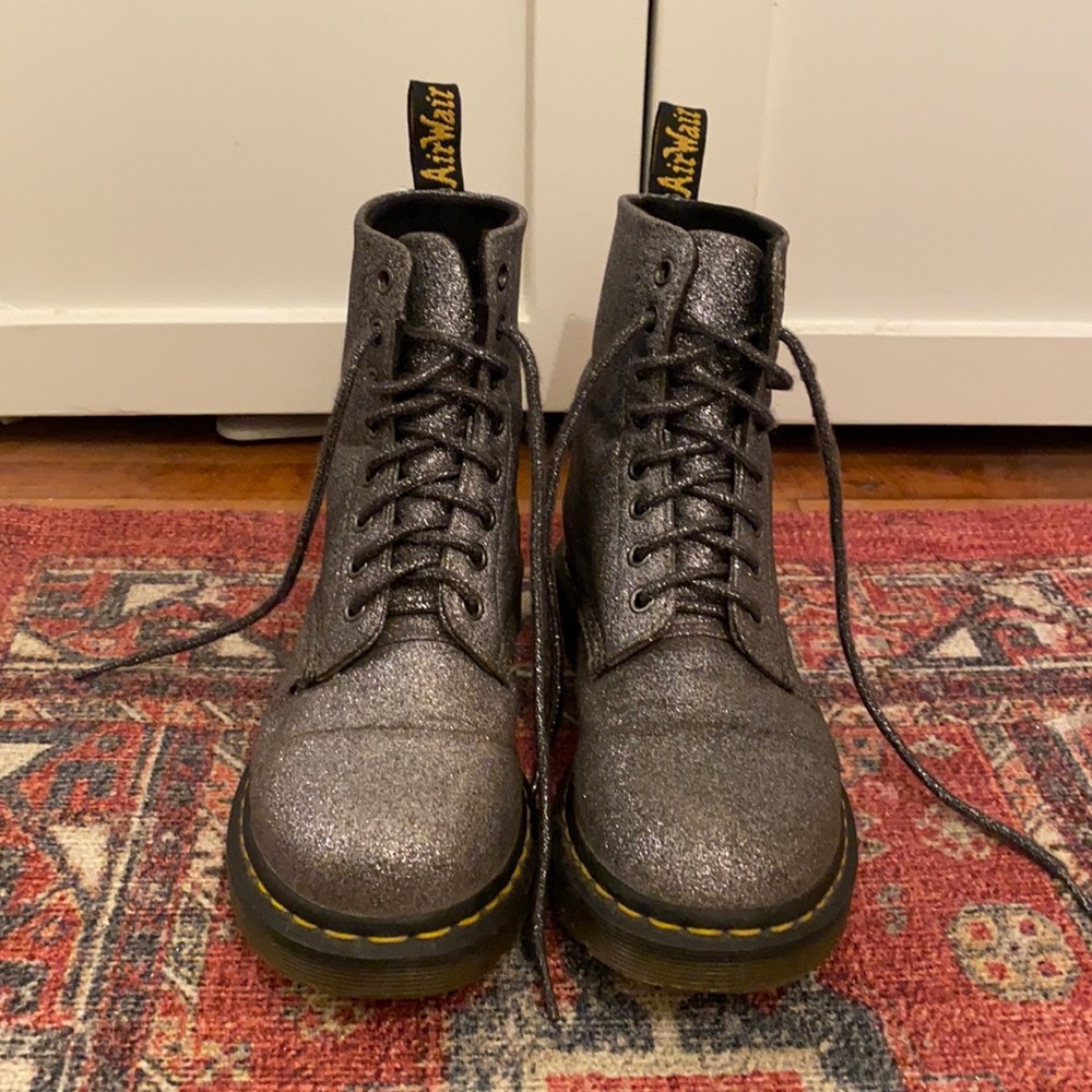 Dr. Marten’s Silver Glitter Air Walk Boot Size 7